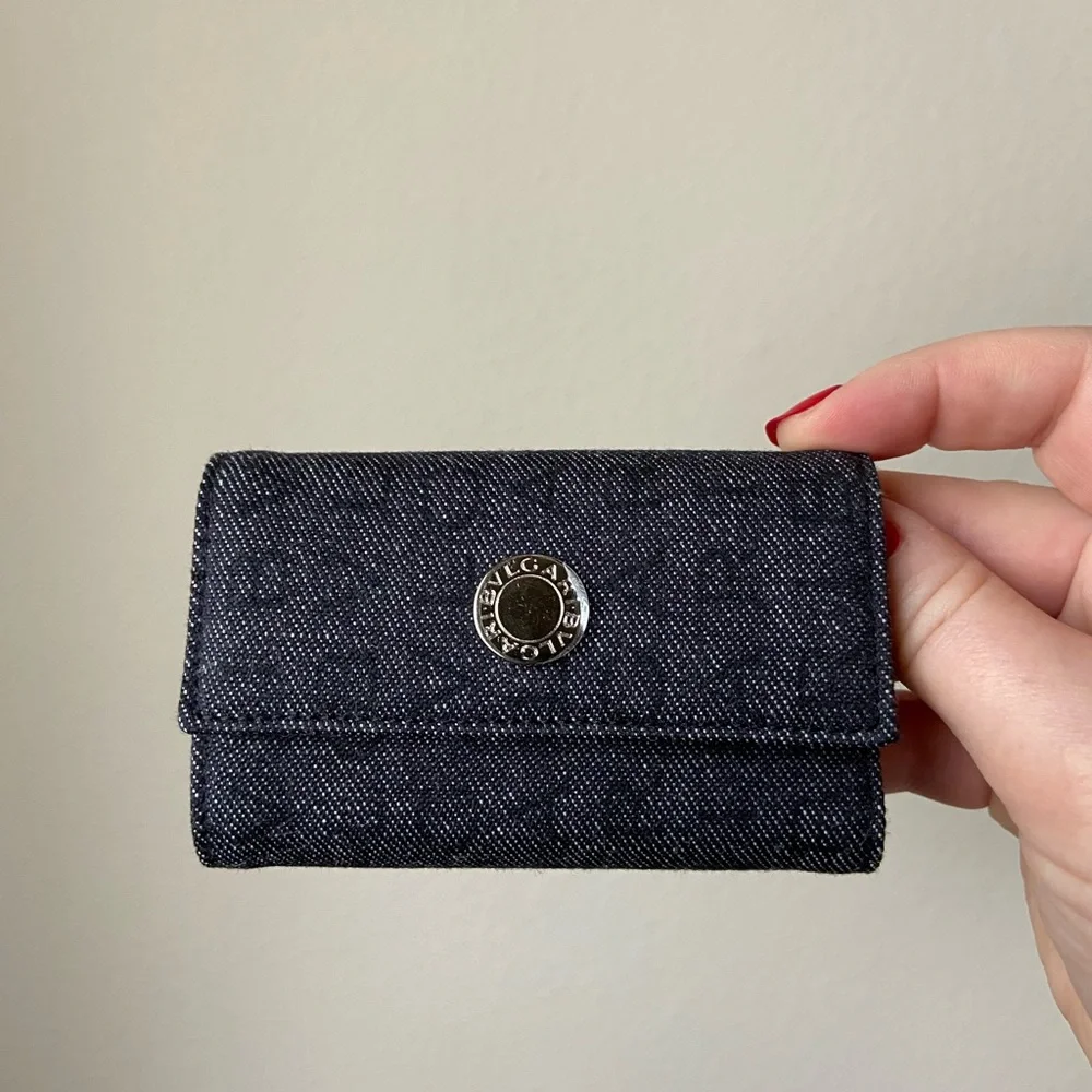 Bulgari canvas leather key wallet